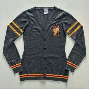 Harry Potter Gryffindor Crest Cardigan Grey Red Gold Preppy XS
